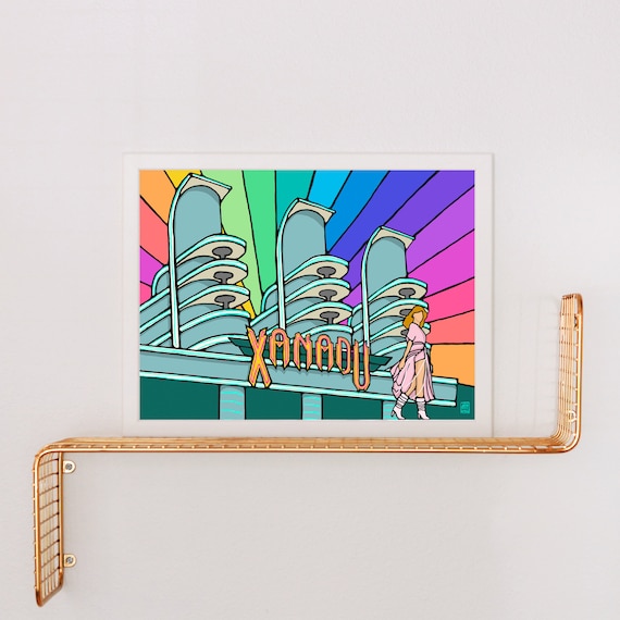 Xanadu building art print retro eighties s s style s pop culture s art roller skating s vibe s movie