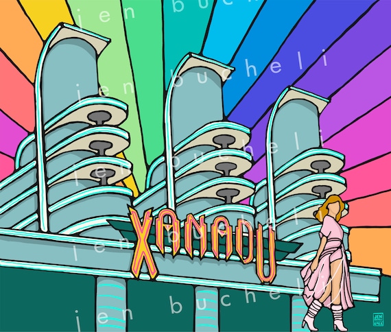 Xanadu building art print retro eighties s s style s pop culture s art roller skating s vibe s movie