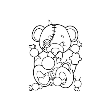 Premium vector voodoo dolls coloring page for all ages