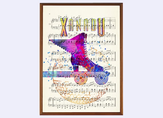 Xanadu poster watercolor high school musical sheet art wall decor book page upcycled dictionary
