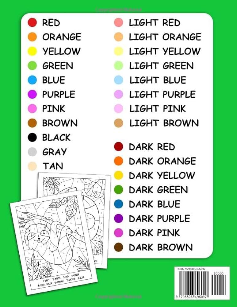 Animals color by number for kids big and easy animal themed coloring pages of dog cat monkey sloth many more for kid boys girls perez alex books