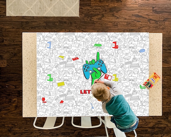 Gamer play station xbox gaming table top coloring page extra large poster large coloring page kids activity coloring coloring banner
