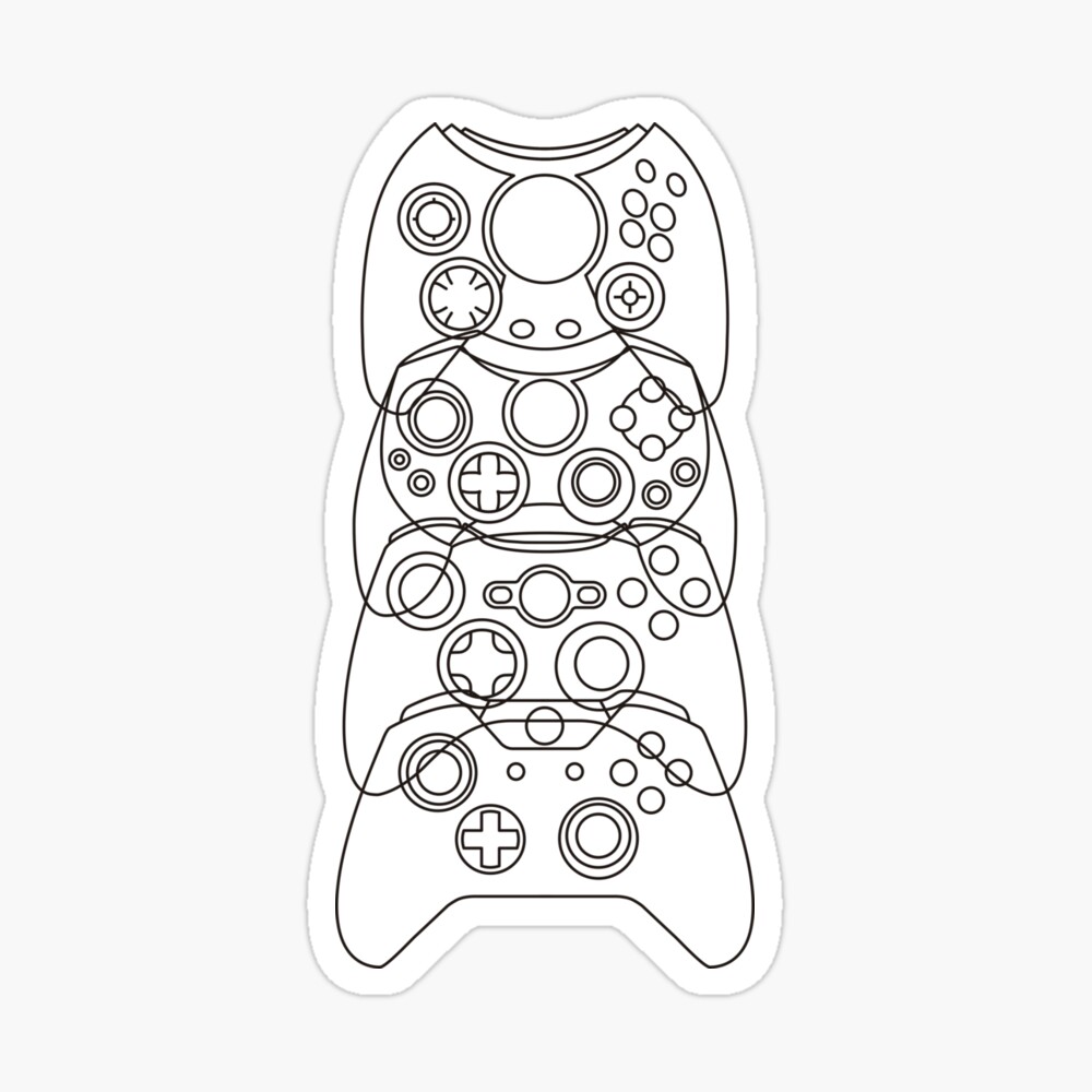 Xbox controller evolution black lines art board print by zerosagitary