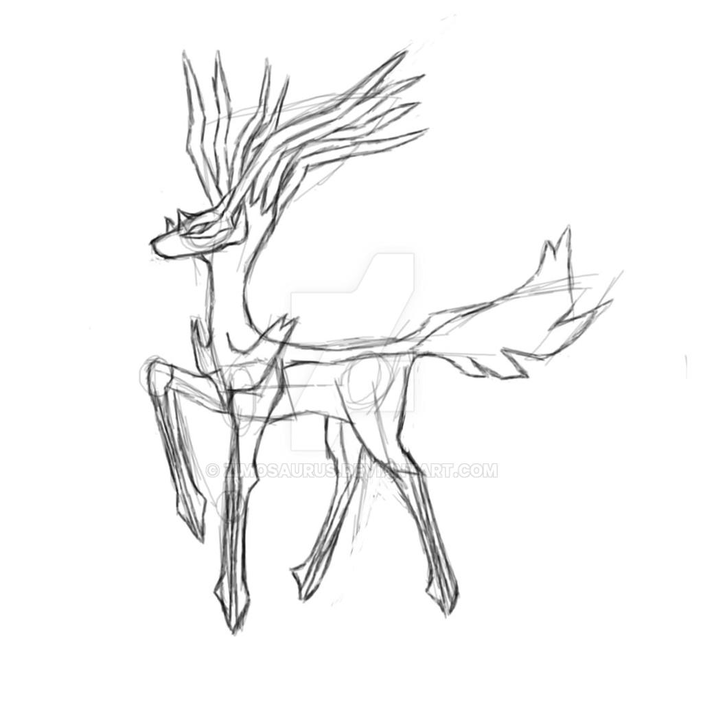 Xerneas sketch by zimosaurus on