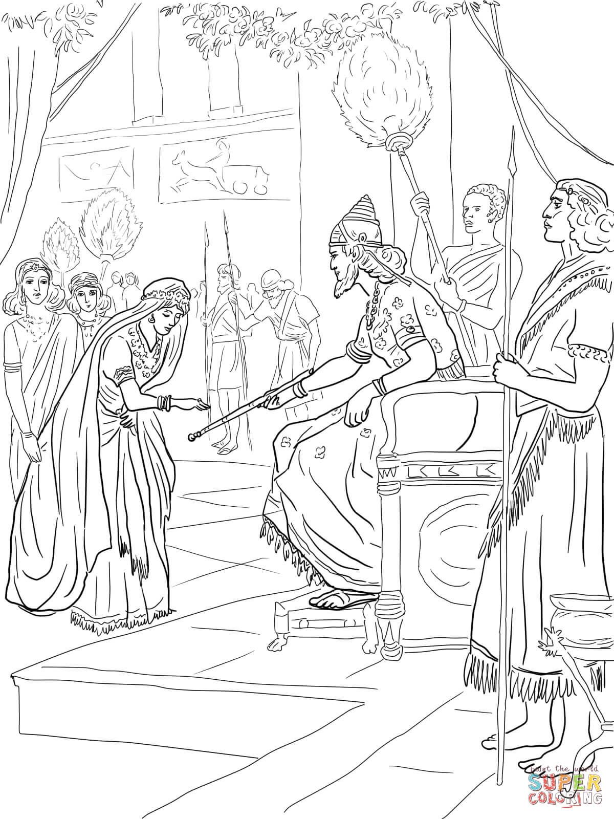 Esther and king xerxes bible coloring pages coloring pages bible coloring