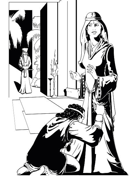 Queen esther and haman from the bible stock illustration