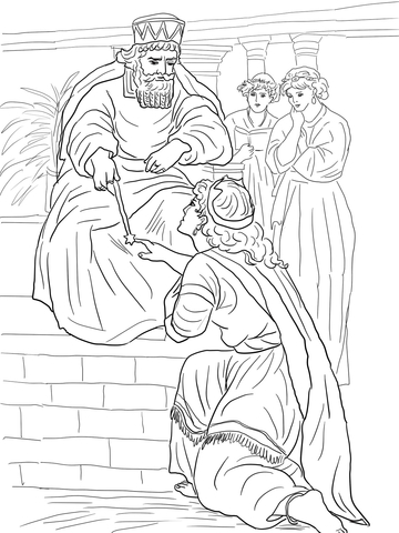 Esther before king ahasuerus coloring page free printable coloring pages