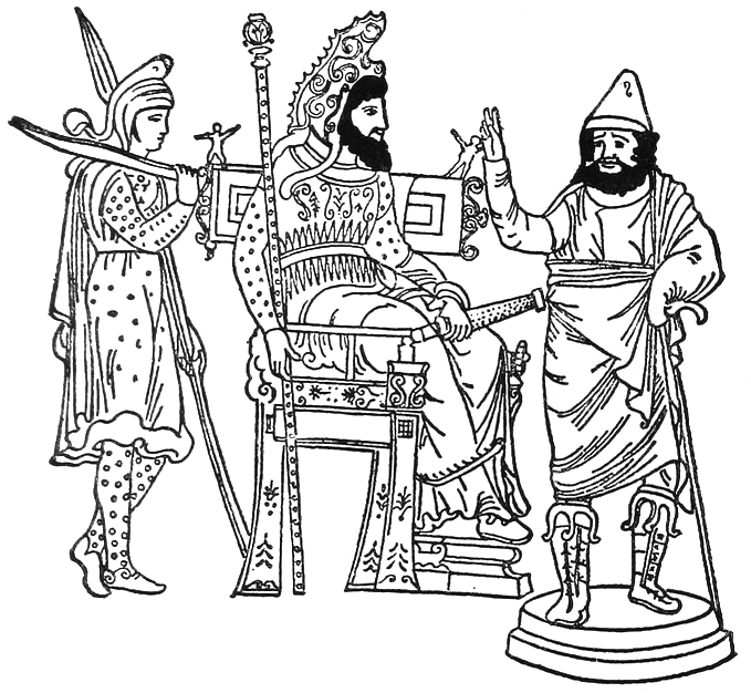 Color the bible xerxes the great king on his throne
