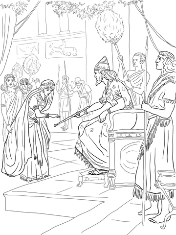 Esther and king xerxes coloring page free printable coloring pages