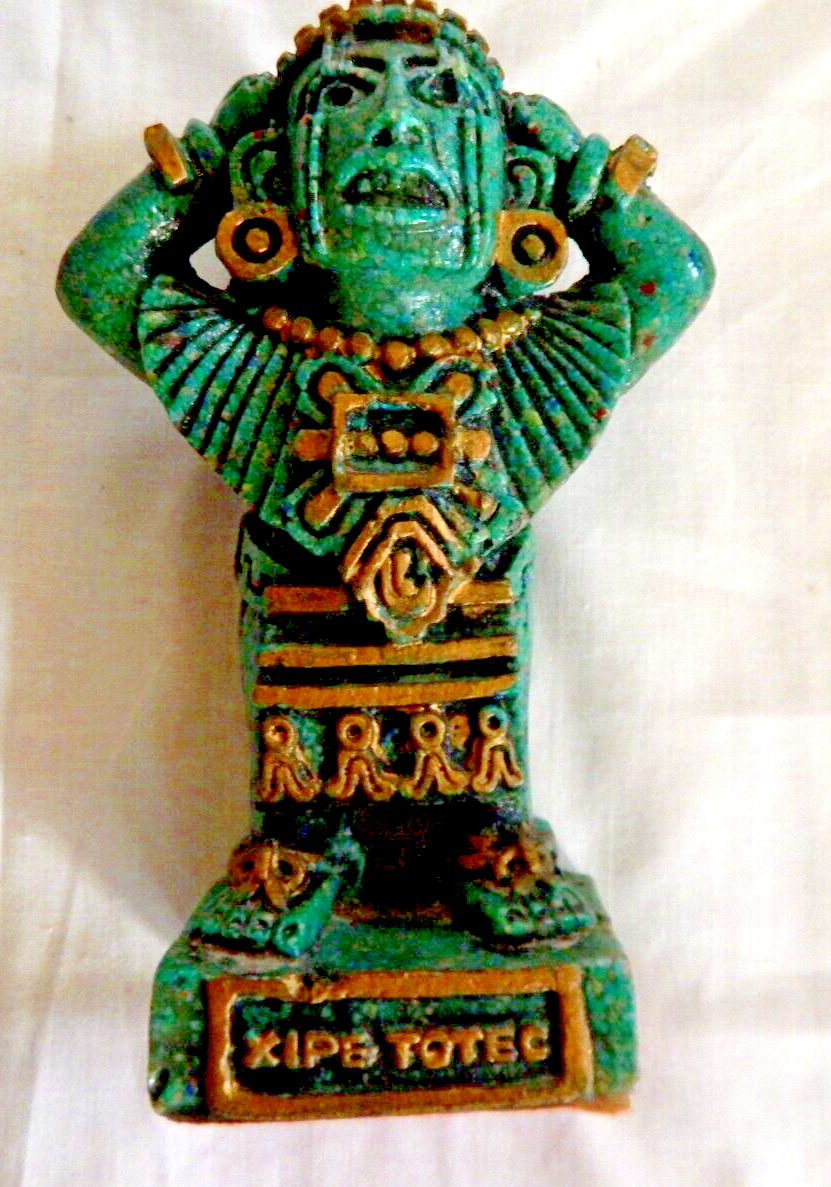 Aztec xipe totec warriortribal statue sculpture figurine mayan
