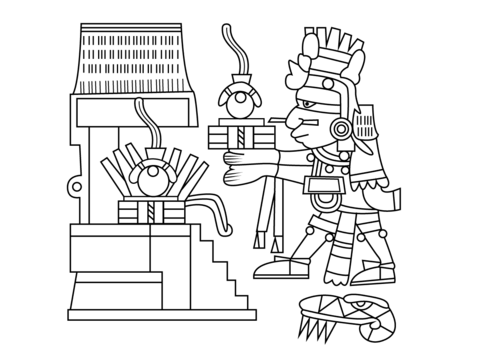 Xiuhtecuhtli the aztec god of fire day and heat coloring page free printable coloring pages