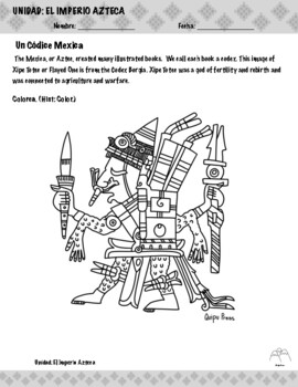 Mexica aztec codex coloring sheet by quipu press tpt