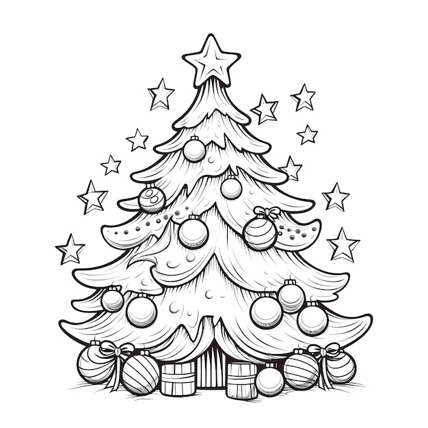 Premium ai image festive gifts from santa coloring page of santa with a bag for children