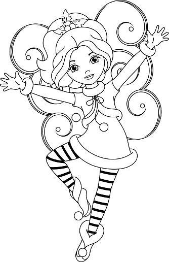 Fairy christmas coloring page