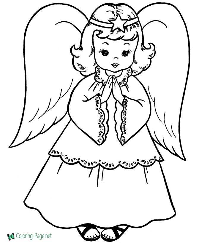 Angel to print christmas coloring page