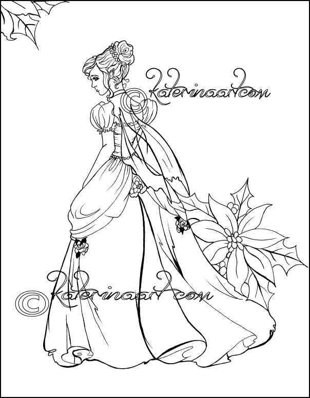 Christmas fairy coloring page by katerina