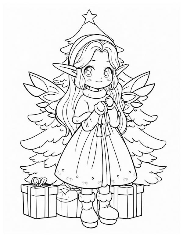 Joyful christmas tree coloring pages