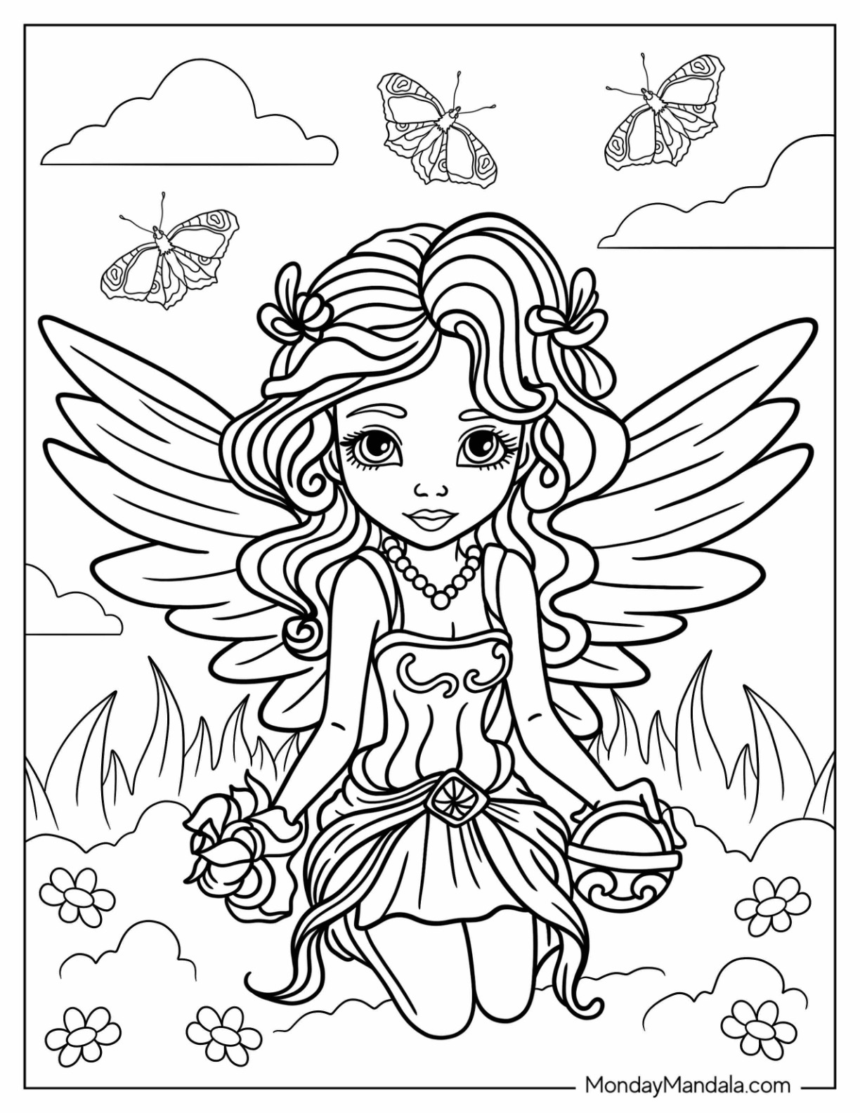 Fairy coloring pages free pdf printables