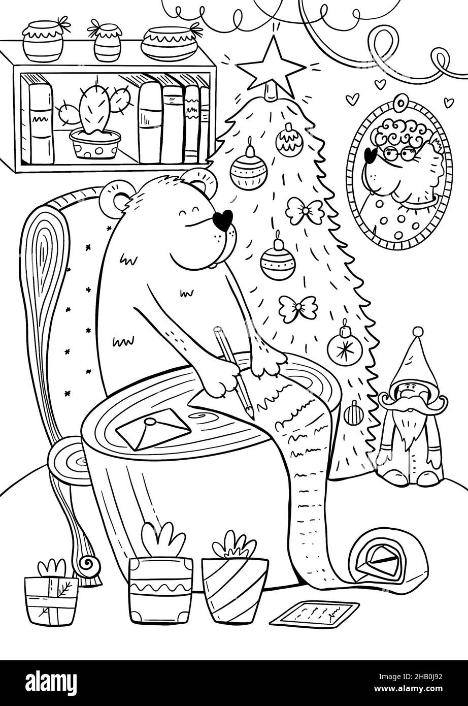 Christmas fairy bear black and white stock photos images