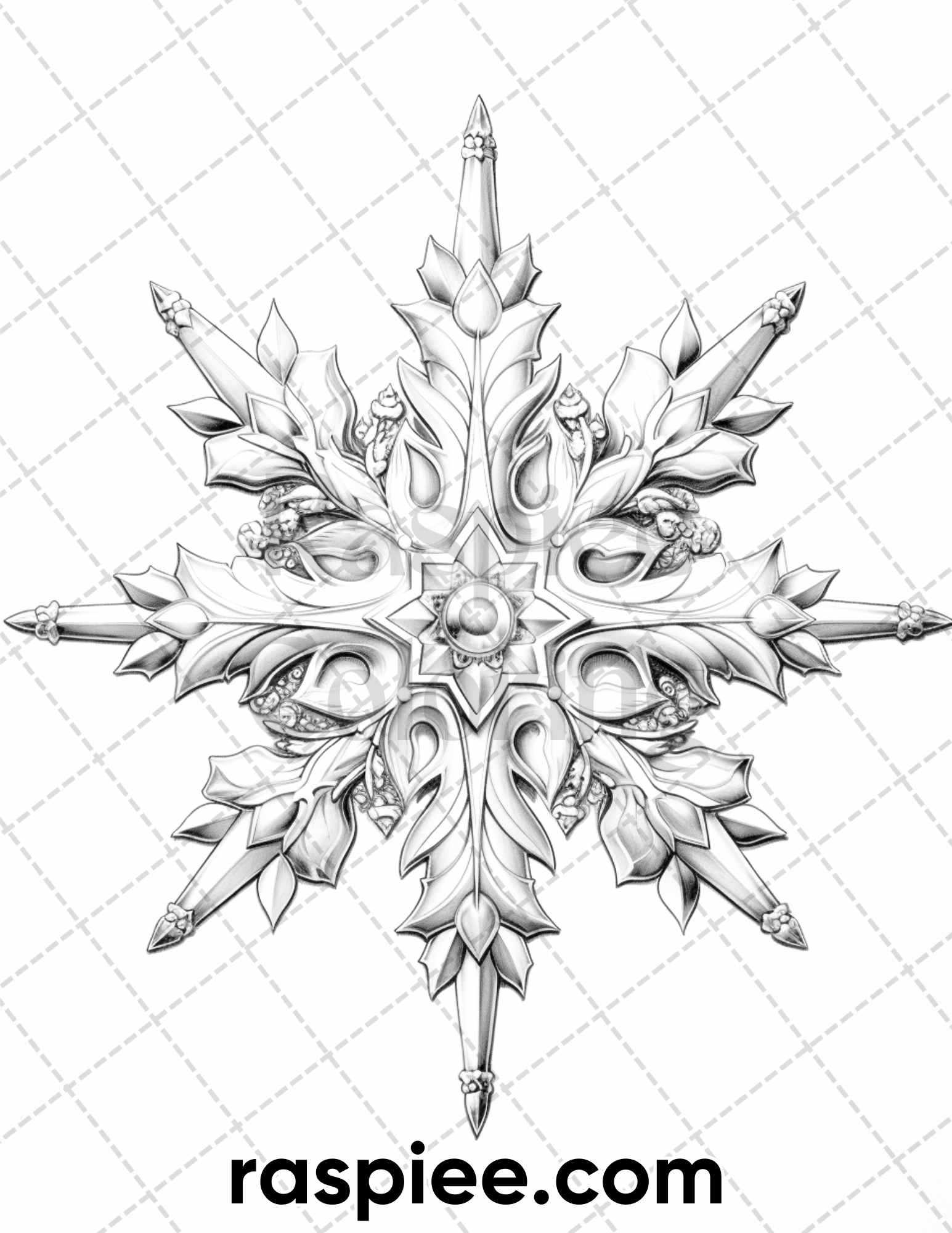 Christmas snowflake grayscale coloring pages for adults printable â coloring