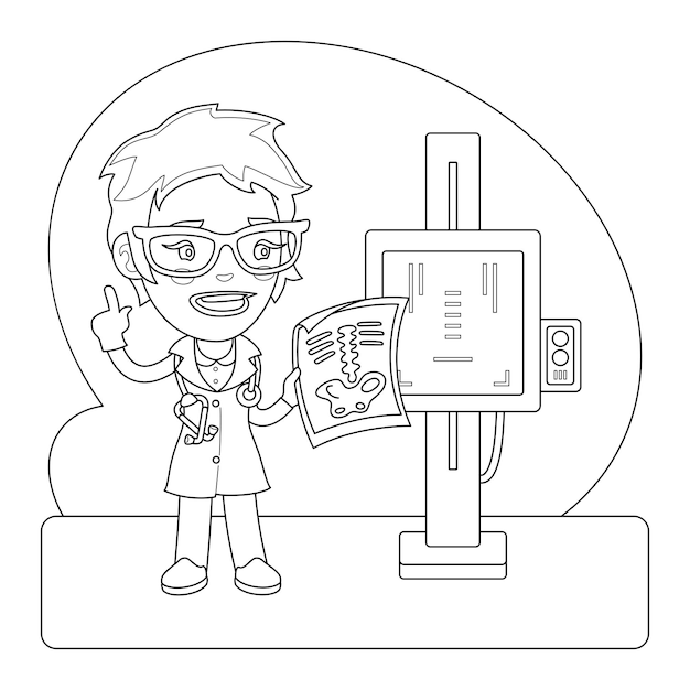 Premium vector xray operator coloring page