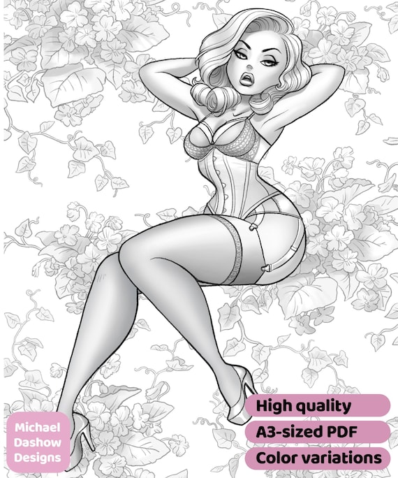 Violet printable adult coloring page instant download