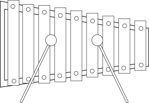Xylophone and mallets coloring page free printable coloring pages