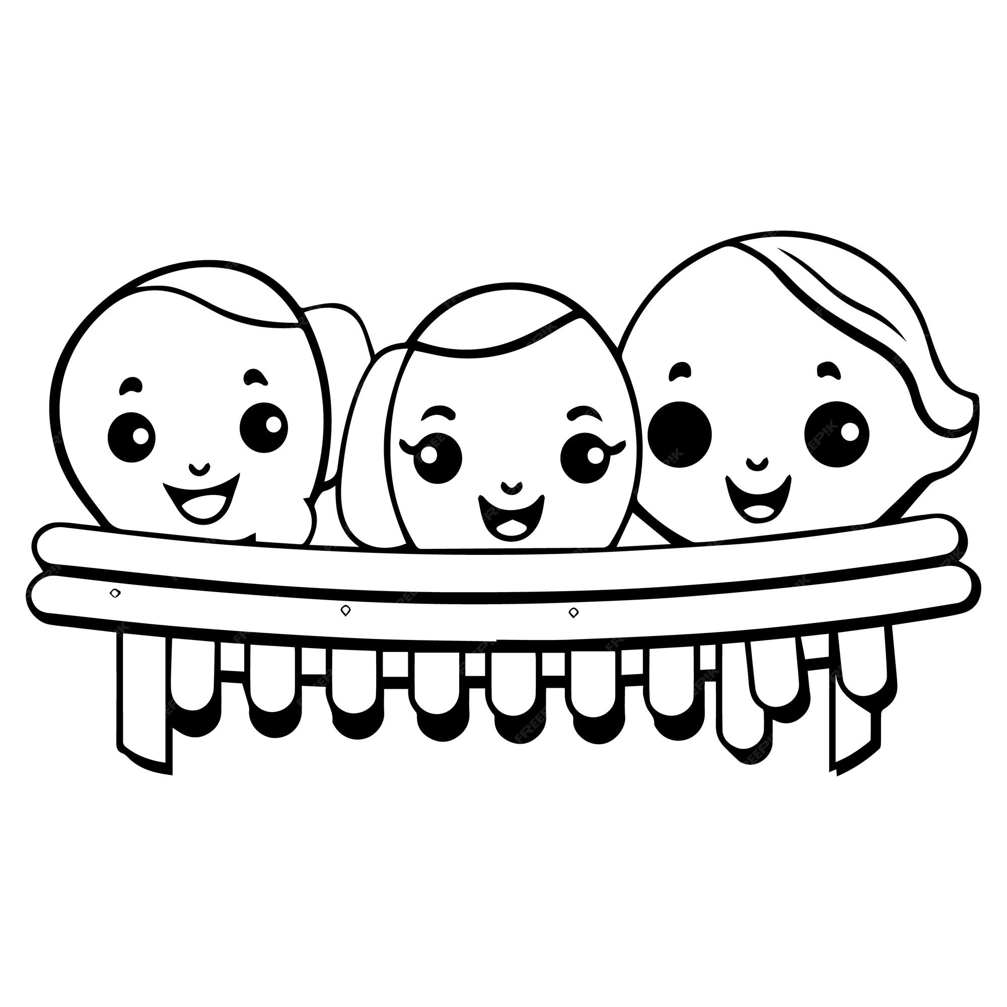 Premium vector coloring book illustration xylophone kawaii style line drawing xylophone