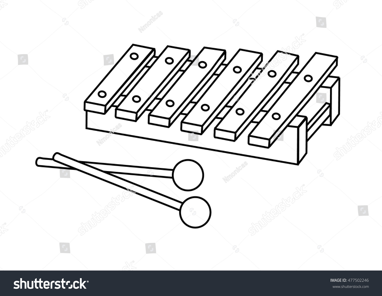 Coloring page xylophone stock vector royalty free