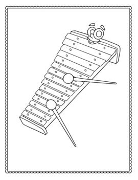 Musical instrument characters coloring pages by peppermint puzzles