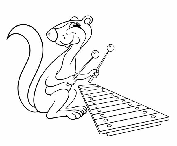 Coloring book musical instruments xylophone stock photos pictures royalty