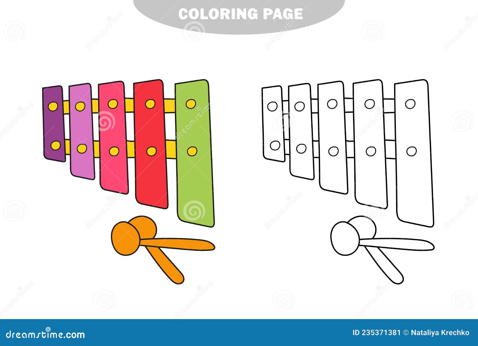 Simple coloring page coloring book for children musical instruments