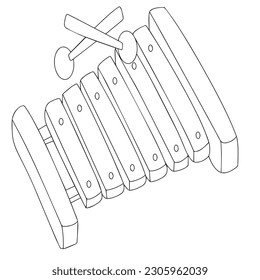 Cute cartoon xylophone coloring page kids åºåçéåïå ççï
