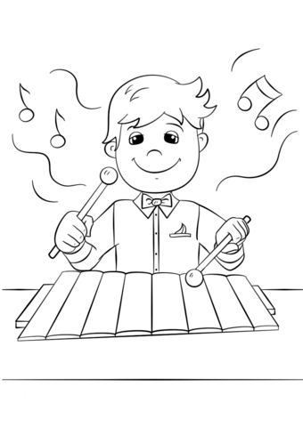 Boy playing xylophone coloring page free printable coloring pages