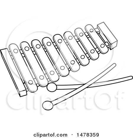 Clipart of a black and white xylophone