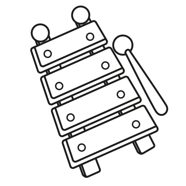 Coloring book musical instruments xylophone stock illustrations royalty