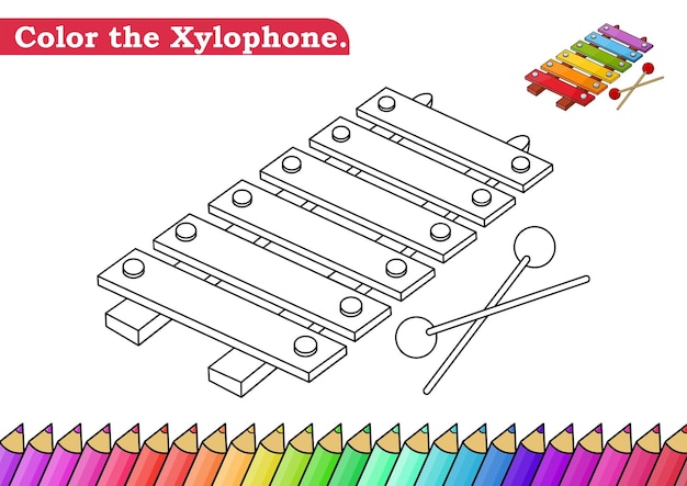 Premium vector coloring page for xylophone vector illustration kindergarten children coloring pages activity work