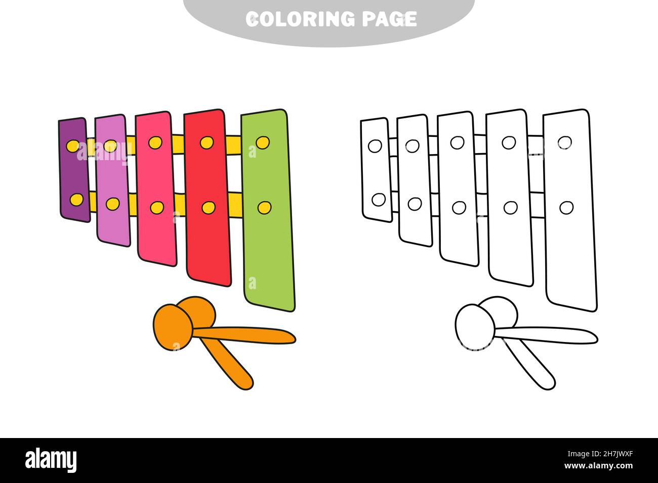 Simple coloring page coloring book for children musical instruments