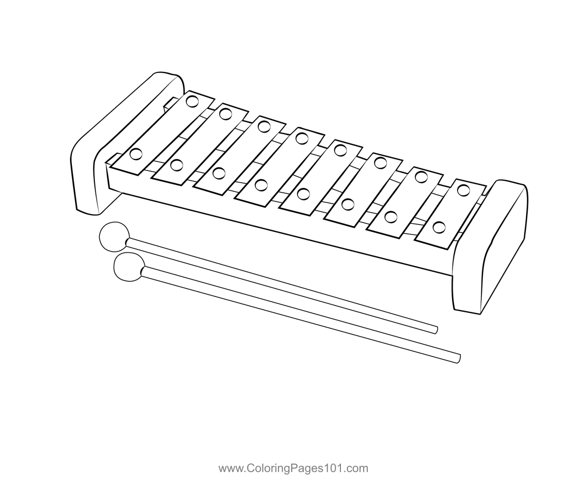 Wooden xylophone coloring page for kids