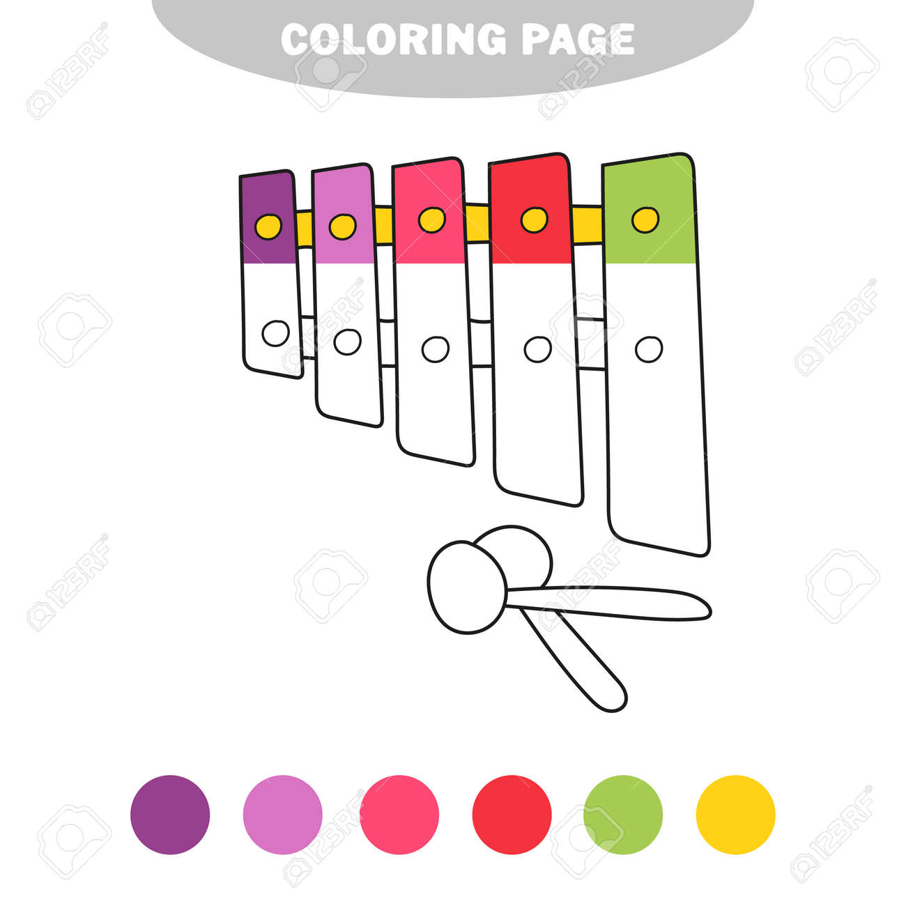 Simple coloring page coloring book for children musical instruments
