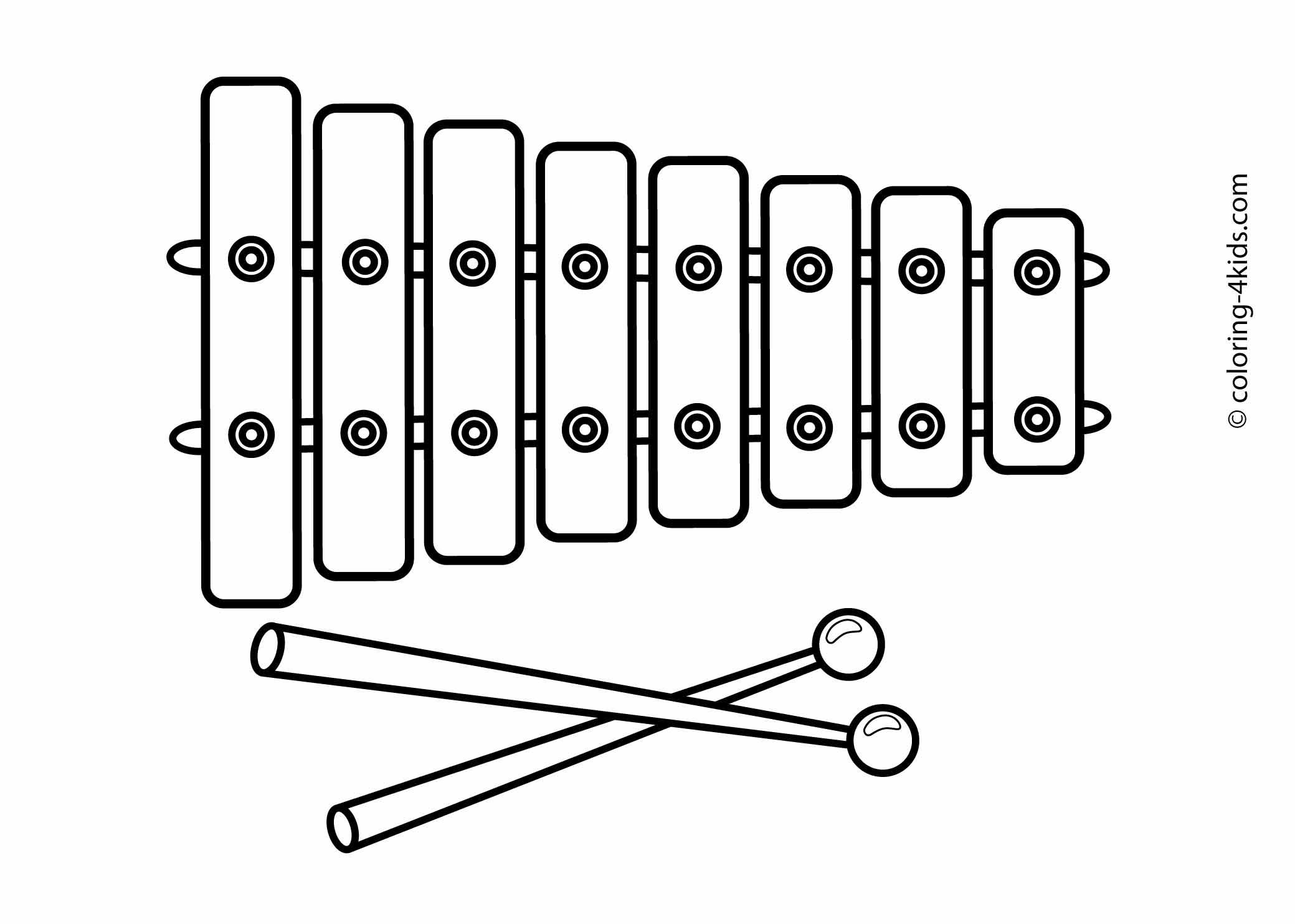 Xylophone musical instruments coloring pages for kids printable kids musical instruments xylophone music drawings