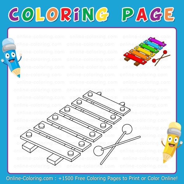 Xylophone free online coloring page