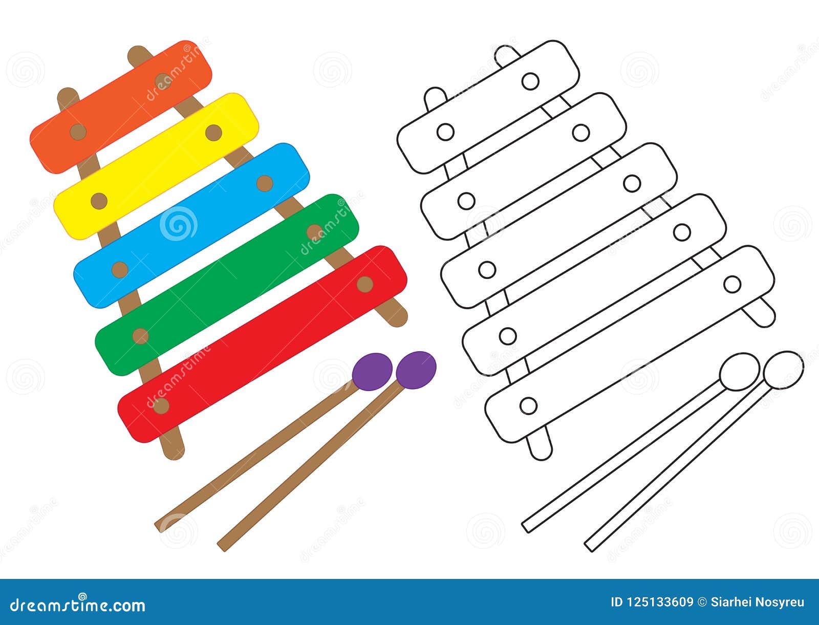 Xylophone coloring page stock illustrations â xylophone coloring page stock illustrations vectors clipart