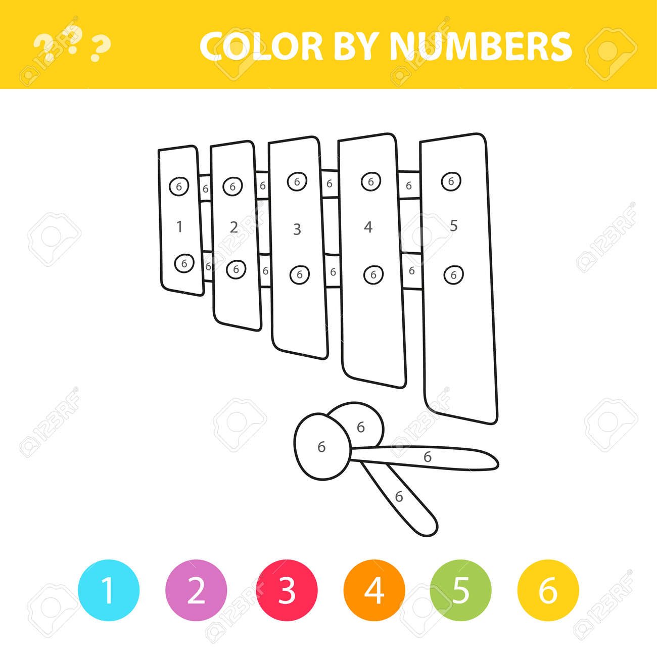 Coloring book for children musical instruments