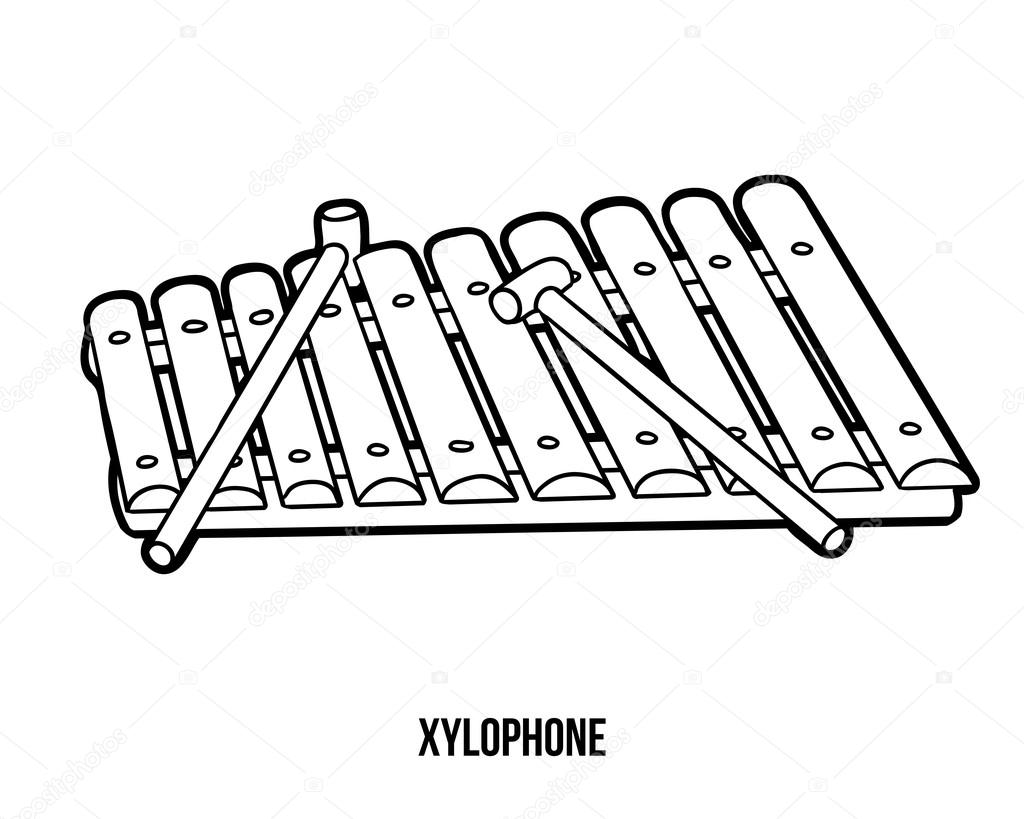 Coloring book musical instruments xylophone stock vector by ksenyasavva