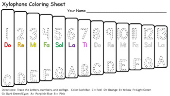 Xylophone coloring sheets by easyplan tpt