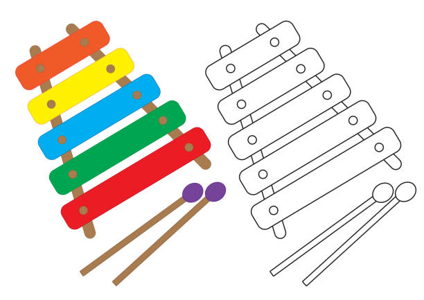 Coloring book musical instruments xylophone stock illustrations royalty