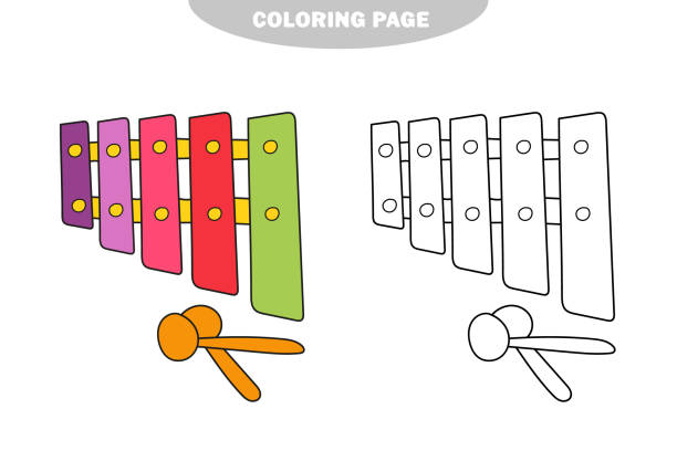 Simple coloring page coloring book for children musical instruments xylophone stock illustration