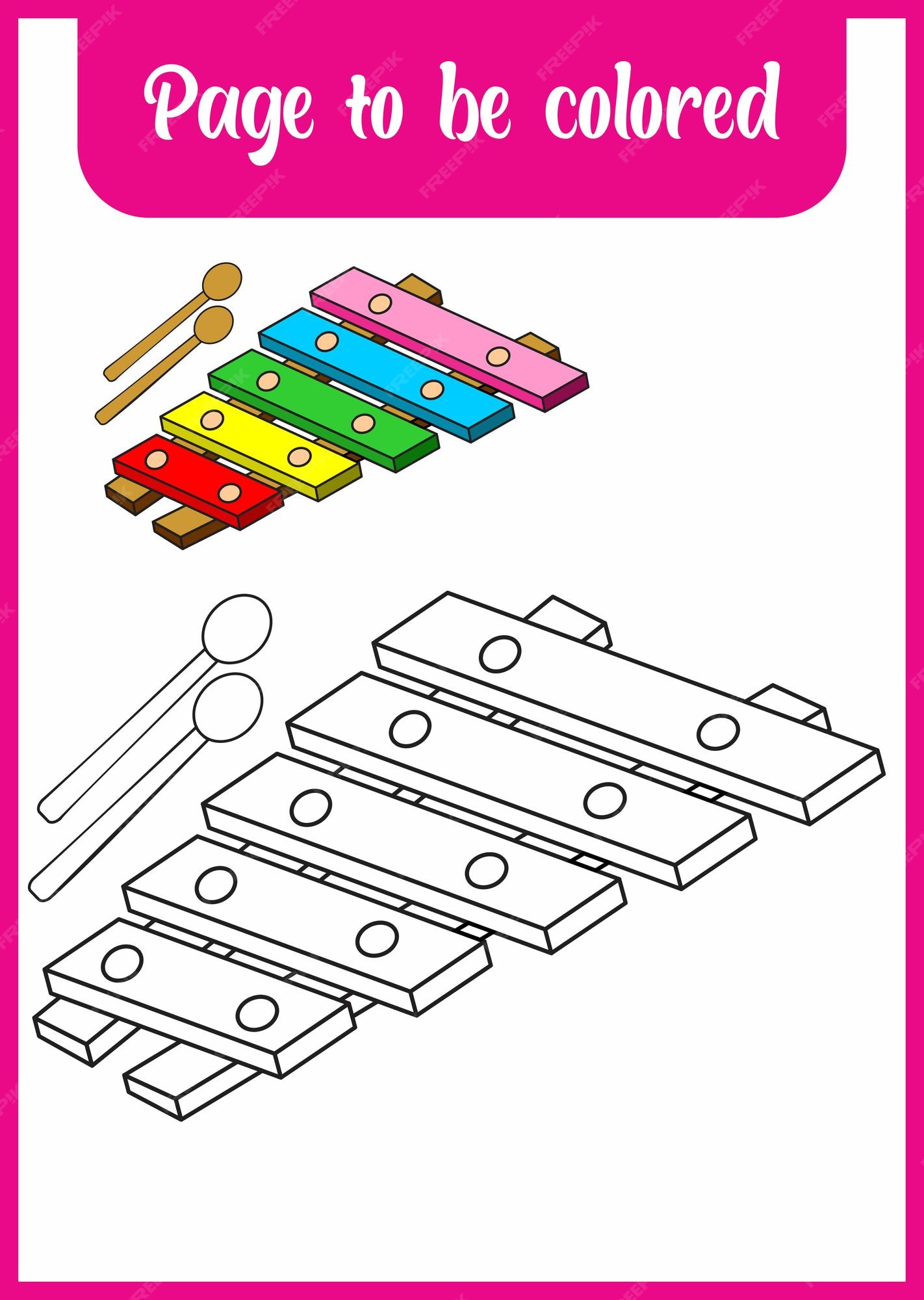Premium vector play xylophone is fun to be colored