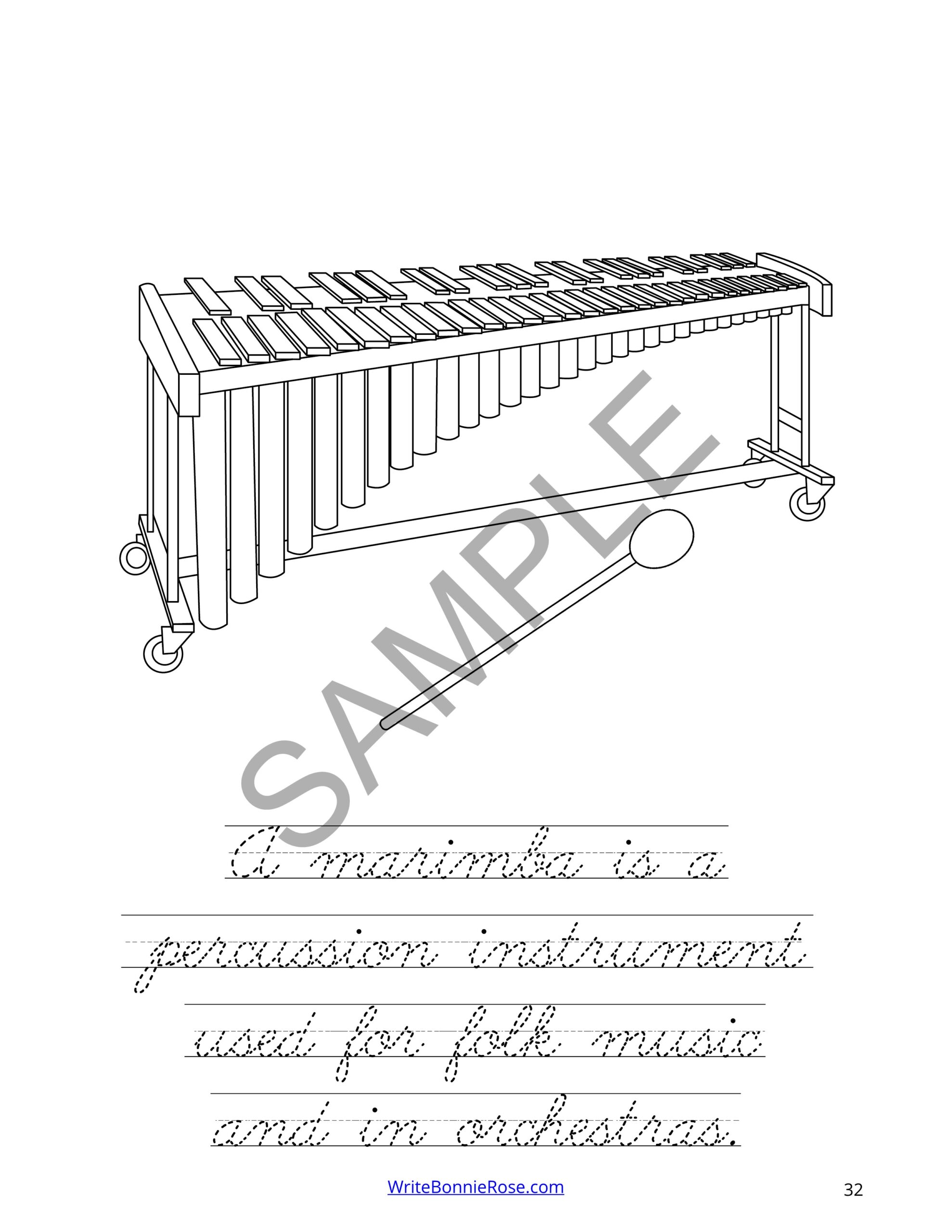 Musical instruments from around the world coloring book